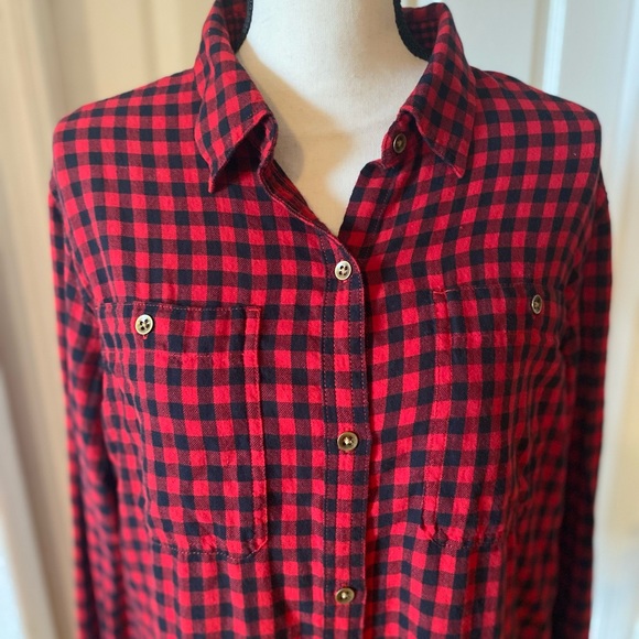 Chaps Red & Black Checked Button Down Flannel XXL - Picture 3 of 7